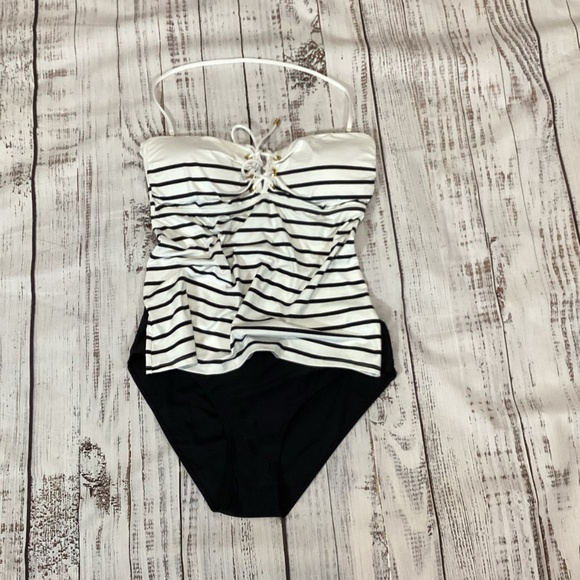 345. Ralph Lauren White & Blue Tankini Top NWT Size 16 - Picture 1 of 6